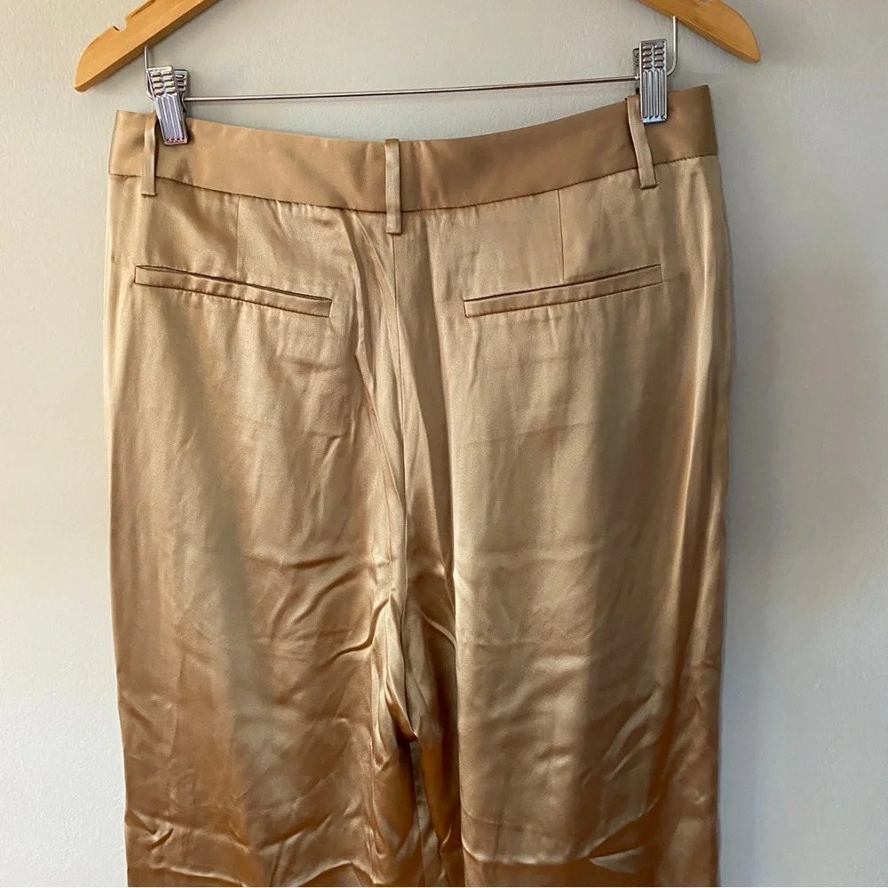 NILI LOTAN flavie pant in khaki 100% Silk Size Woman’s 8 - Picture 11 of 12